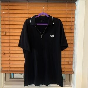 Thrills - Black Half‑Zip Polo with White Contrast Trim